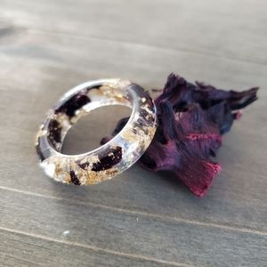 Handmade Resin Ring Dark Hibiscus Flower